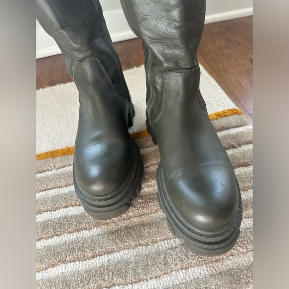 Dark Green Lug Sole Boots - Picture 3 of 5